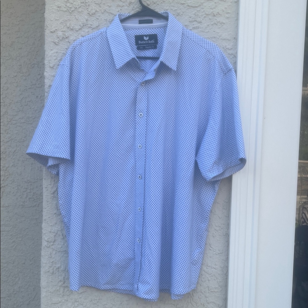 Buttercloth Icy Cotton Cosmic Shadows Short Sleeve Button Shirt Mens Size 2XL